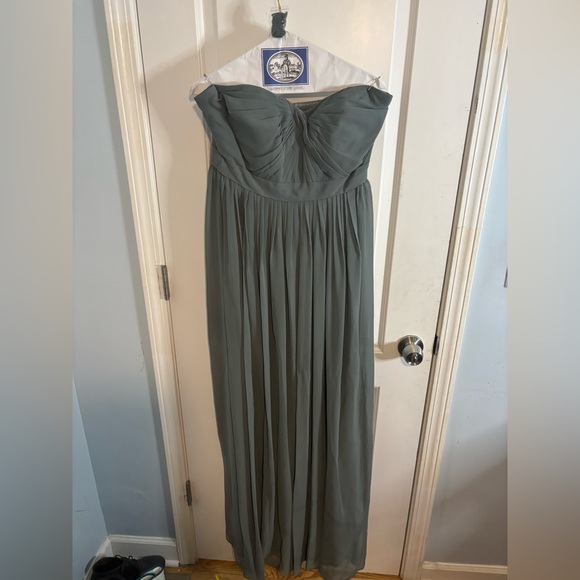 Jenny Yoo Strapless Pleated maxi Dress gown in Sage green size 14 - Picture 2 of 4